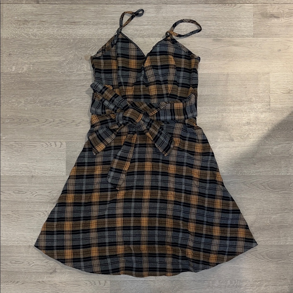 Hot Topic Plaid Mini Dress with Tie Waist